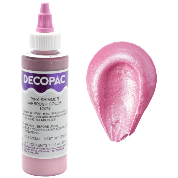 Pink Shimmer 4 oz Airbrush Food Color Decopac