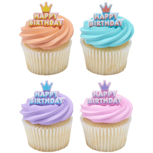 Happy Birthday Crown Cake Ring Pk/144