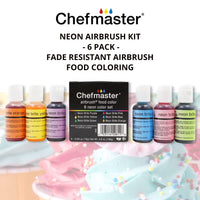 6 Color Neon Set .64oz Airbrush Food Colors Chefmaster