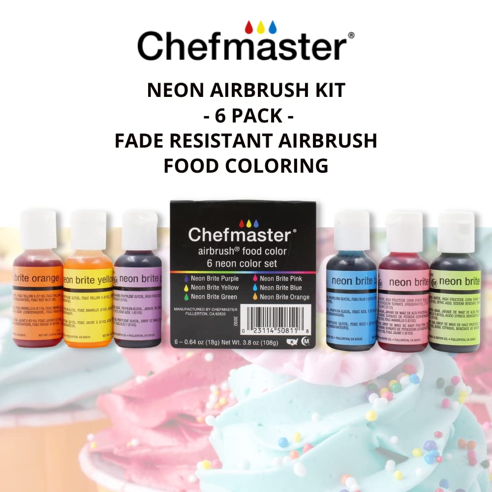 Chefmaster Neon Airbrush Color Set of 6