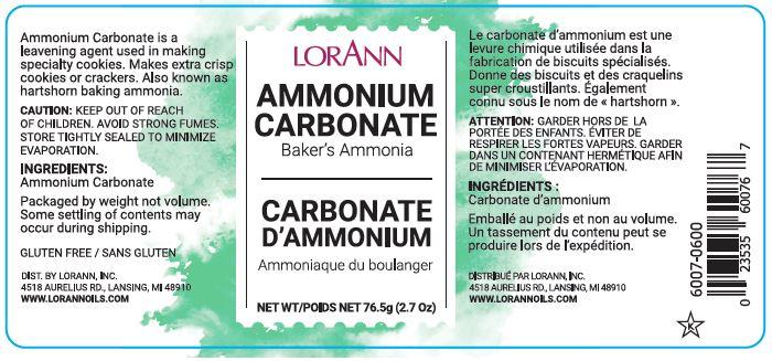 Lorann Ammonium Carbonate Label