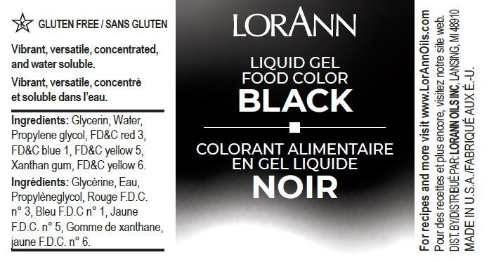 Lorann Black Liquid Gel Food Color 1290 Label