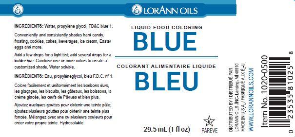 Lorann Blue Liquid Food Coloring Label