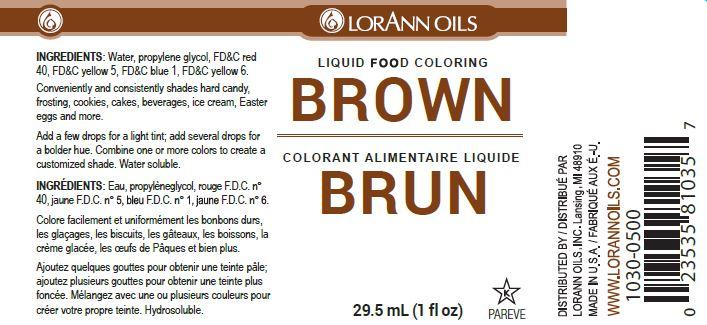 Lorann Brown Liquid Food Coloring Label