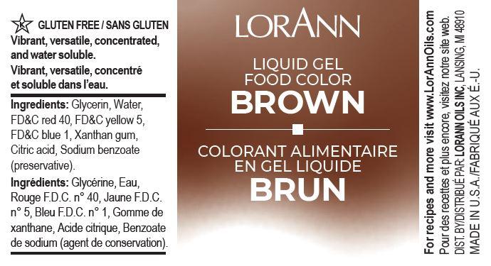 Lorann Brown Liquid Gel Food Color Label