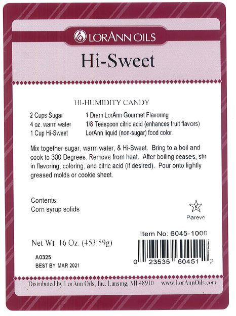 Lorann Hi Sweet Powdered Corn Syrup Label
