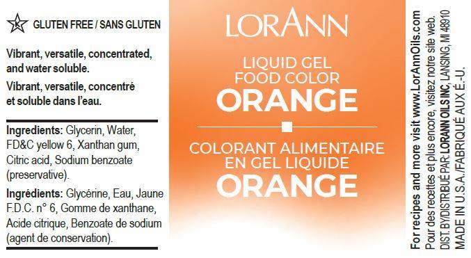 Lorann Orange Liquid Gel Food Color Label
