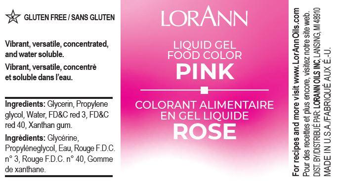 Lorann Pink Liquid Gel Food Color Label
