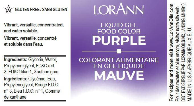 Lorann Purple Liquid Gel Food Color Label