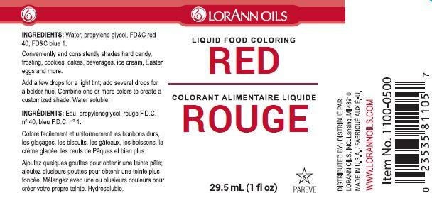 Lorann Red Liquid Food Coloring Label