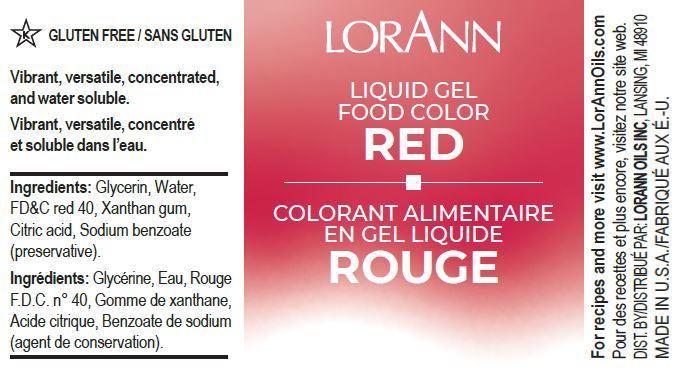Lorann Red Liquid Gel Food Color Label