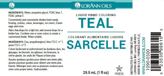 Lorann Teal Liquid Food Coloring Label