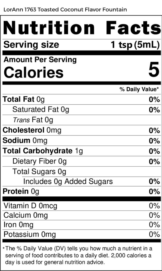 Lorann Toasted Coconut Flavor Fountain Nutrition Facts 1763