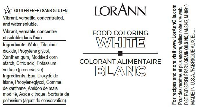 Lorann White Liquid Food Color Label
