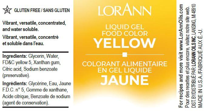 Lorann Yellow Liquid Gel Food Color Label