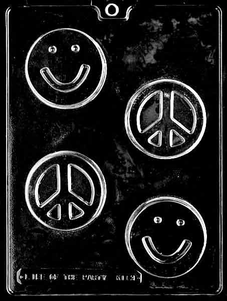 Smiley Face and Peace Sign Bar Plastic Chocolate Mold K113