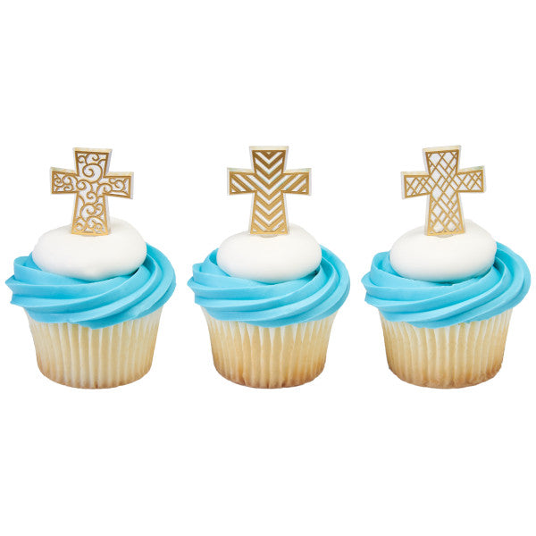 Gold Cross Assortment Cake Picks Pk/144