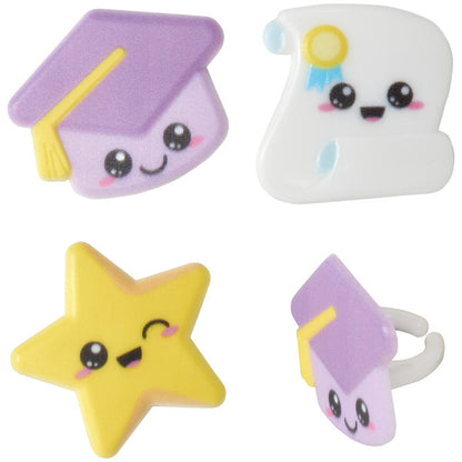 Graduation Characters Cake Rings Pk/144