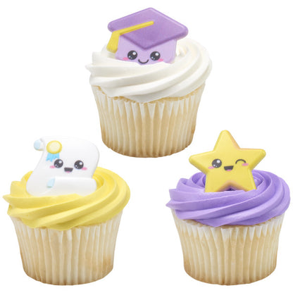 Graduation Characters Cake Rings Pk/144