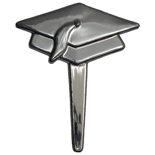 Black Metallic Graduate Hat Cake Pick Pk/144