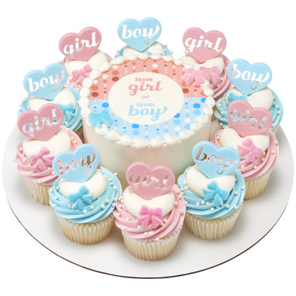 Boy & Girl Heart Cake Picks Pk/72