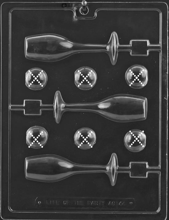 Champagne Glass Lolly Plastic Chocolate Mold AO144