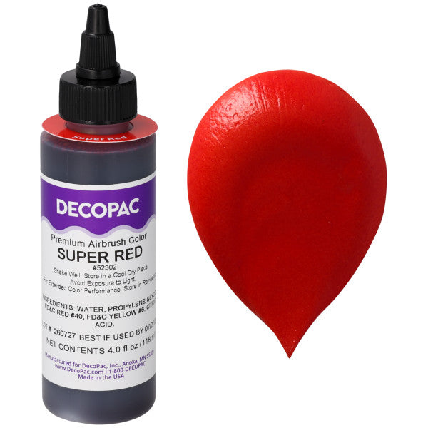 Super Red 4 oz Airbrush Food Color Decopac