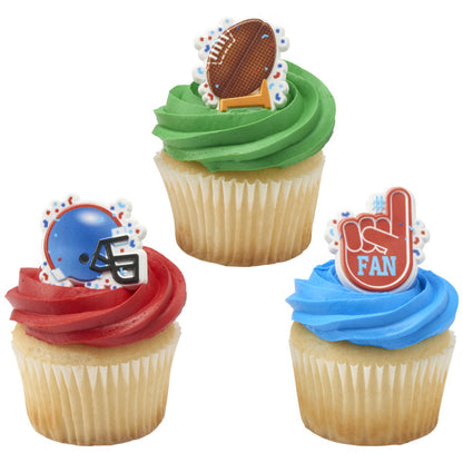 Decopac Football Theme Cake Rings on Cupcakes 28282