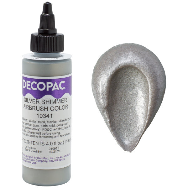 Decopac Silver Shimmer Metallic Airbrush Food Color 4oz 10341