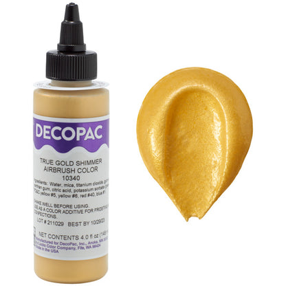 Decopac True Gold Shimmer Metallic Airbrush Food Color 4 oz 10340