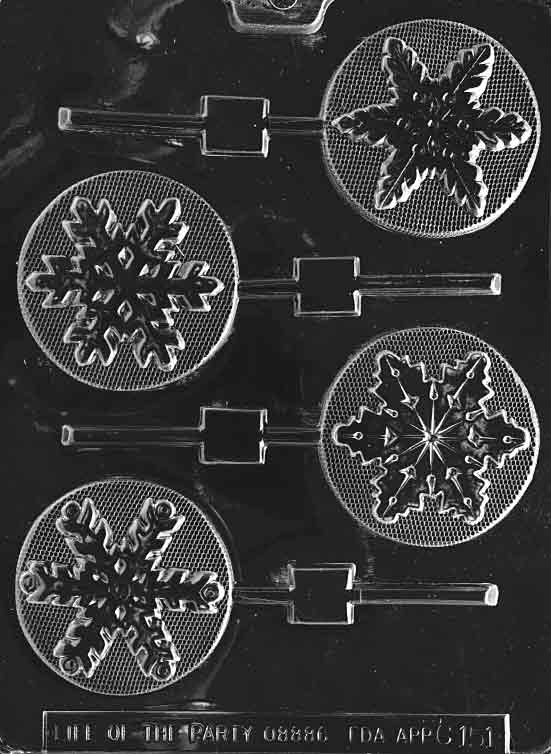 Life of the Party Molds Assorted Snowflake Lolly Plastic Chocolate Mold C151