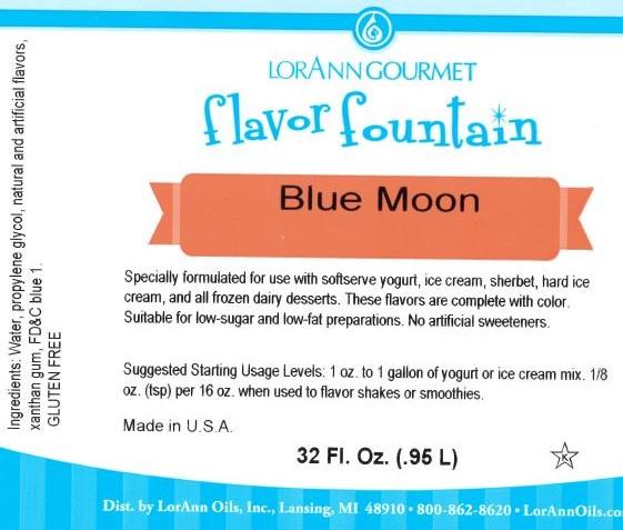 Lorann Blue Moon Flavor Fountain Label 1722