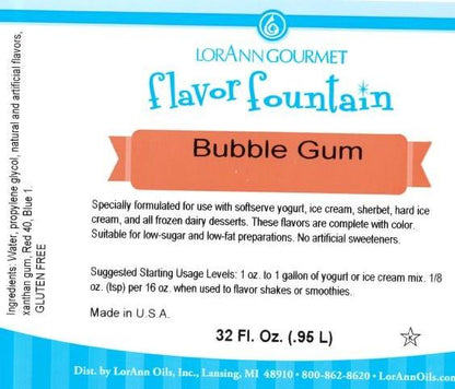 Lorann Bubble Gum Flavor Fountain Label 0910