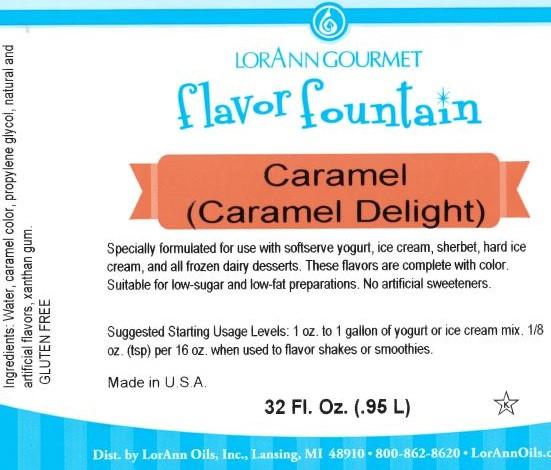 Lorann Caramel Delight Flavor Fountain Label 1740