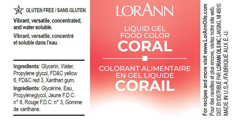 Lorann Coral Liquid Gel Food Color Label