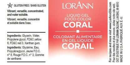 Lorann Coral Liquid Gel Food Color Label