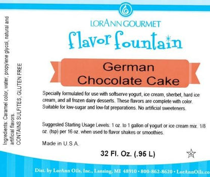 Lorann German Chocolate Cake Flavor Fountain Label 1760