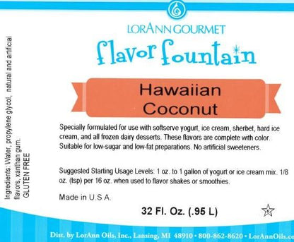 Lorann Hawaiian Coconut Flavor Fountain Label 1765