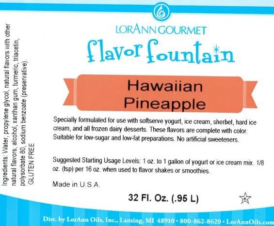 Lorann Hawaiian Pineapple Flavor Fountain Label 1766