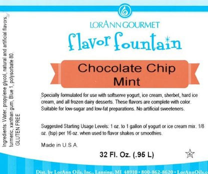 Lorann Mint Chocolate Flavor Fountain Label 1730