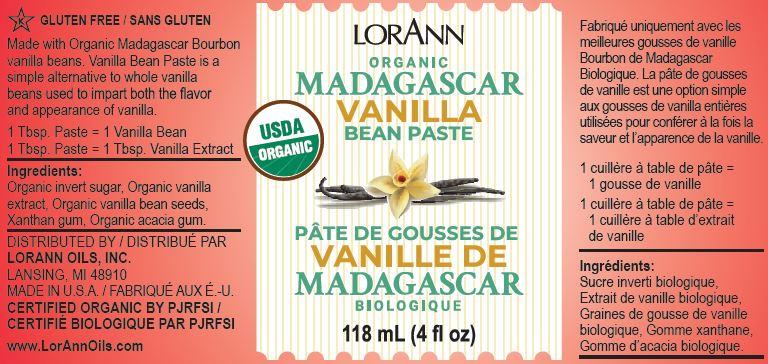 Lorann Organic Madagascar Vanilla Bean Paste Label