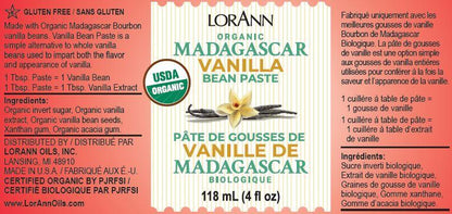 Lorann Organic Madagascar Vanilla Bean Paste Label