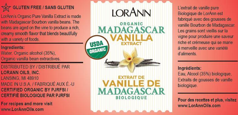 Lorann Organic Pure Madagascar Vanilla Extract Label 3010