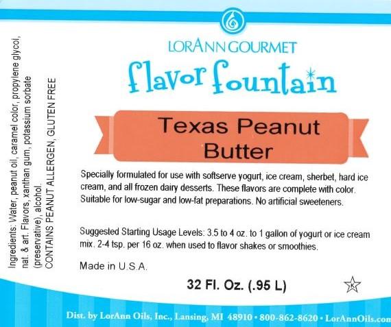 Lorann Peanut Butter Flavor Fountain Label 1780