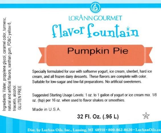 Lorann Pumpkin Pie Flavor Fountain Label 1789