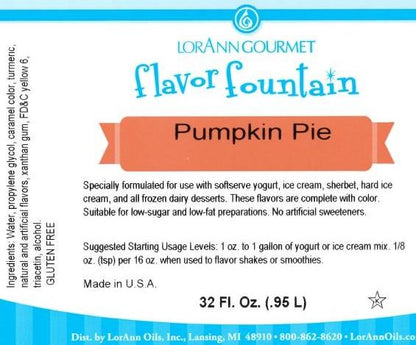 Lorann Pumpkin Pie Flavor Fountain Label 1789