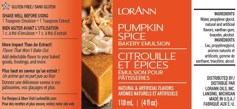 Lorann Pumpkin Spice Bakery Emulsion Label 0789