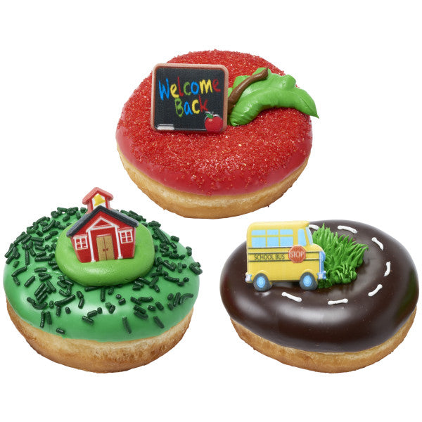 School Icons Cupcake Rings on Donuts