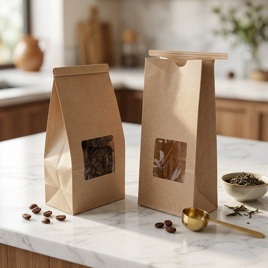 Kraft Tin Tie Bags w/Window 1/2lb