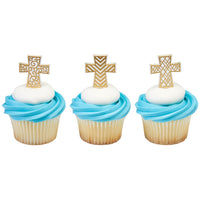 Gold Cross Assortment Cake Picks Pk/144